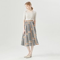 탱커스 패턴 허리 밴딩 플리츠 롱 스커트 TU1SK015L0