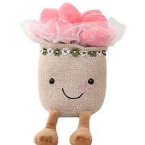 프랑온드 다육이 튤립 화분 봉제 인형, 부케 꽃다발 핑크, 25cm