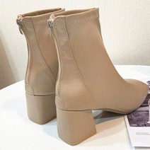 여성용 하라다이 클래식 텍스쳐 사각코 뒷지퍼 워커부츠 6cm