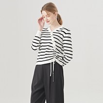 탱커스 여성용 사선 버튼업 스트링 단가라 긴팔 니트 TU3KP014L0