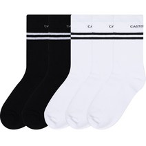 까스텔바작 홀인원 쿠션 크루 삭스 5p, 화이트, 블랙