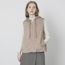 올리비아로렌 니트 후드 인조퍼 베스트 VOBJFYW9111