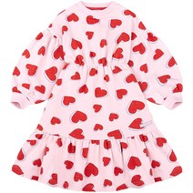 젤리스푼 여아용 드로잉 하트 기모 원피스