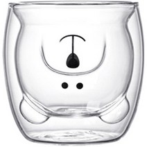 젊은이마켓 동물 내열 이중 유리컵 250ml, 곰, 1개