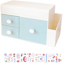 인디케이 내맘대로 책상 정리함 + 데코스티커, 3단, 블루