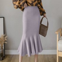 비비에모 가을 하이웨이스트 피쉬 테일 니트 미디 스커트 02032