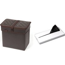 케이엠모터스 알라딘 차량용 쓰레기통 2 + 비닐 50p 세트, 퀼팅 브라운