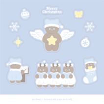 도나앤데코 레인보우가든 크리스마스 선물포장 구디 데코스티커 5 코코의 화이트캐럴 11종 x 20p 세트, 혼합색상, 1세트