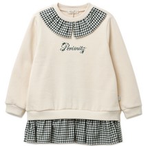 페리미츠 여아용 체크 기모 롱 맨투맨 P2242T182