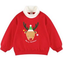 월튼키즈 아동용 루돌프 폴라 기모 티셔츠