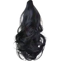 하이유니 웨이브 펌 숏 포니테일 가발 35cm, 네츄럴블랙, 1개