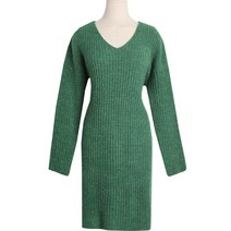 여성용 인스템 브이넥 모헤어 골지 샤인 니트 원피스 cpops8390k2c