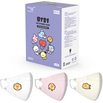 어린숨엣지 라인프렌즈 BT21 아트심볼 새부리형 컬러마스크 중형 SHOOKY 미니니 3종 x 10p 세트, 화이트, 라이트핑크, 아이보리, 1세트