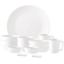 프렐류드 네오본 심플 2인 식기 홈세트, 화이트, 공기 2p + 대접 2p + 찬기 2종 x 2p + 접시 + 수저받침 2p + 머그 2p