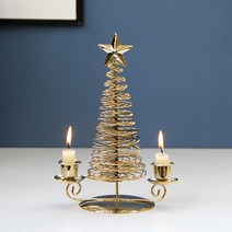 재이앤재이 크리스마스 트리 촛대 더블홀더, 골드