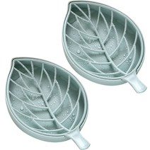플루니 호텔 물빠짐 나뭇잎 비누 받침대, 2개, 블루