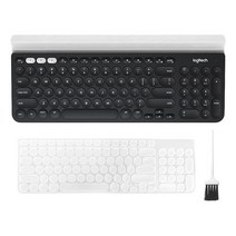 로지텍 K780 멀티 디바이스 블루투스 무선 키보드 Y-R0061 + 한글 키스킨 + 청소솔 세트, 일반형, 블랙(키보드)