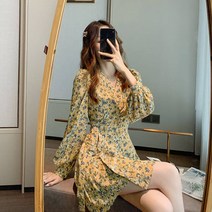 MA 슬림 플라워패턴 랩 원피스