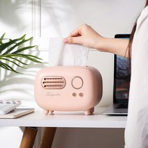 올셀 홈 인테리어 빈티지 감성 귀여운 엔틱 라디오 티슈 케이스 대, 핑크
