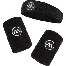 렛츠무브 헬스 골프 테니스 손목 보호대 블랙 2p + 헤어밴드 세트, 1세트