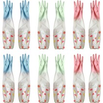 블럭마트 주방용품 밴드형 긴 고무장갑 양손 6종 세트, 소(S), 랜덤발송, 1세트