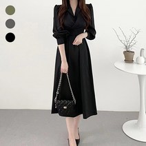페이퍼먼츠 허리랩 백리본 볼륨 숄더 원피스 03884