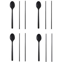 세븐키친 모노실리콘 수저4벌세트, 블랙, 숟가락 4p + 젓가락 4p