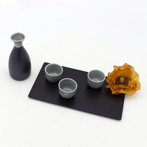 달소금 도자기 꽃봉 스카이그레이 주병세트, 1세트, 술병 + 술잔 3p