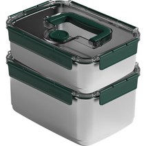 스텐락 스텐 김치 모스트SE 미니핸디 밀폐용기 브리티쉬그린 1호 2.4L + 3호 3.5L 세트, 1세트, 밀폐용기 1호 + 밀폐용기 3호
