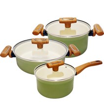 매직쉐프 IH인덕션 쁘띠블랑 냄비 3종 세트, 그린, 편수 18cm + 양수 20cm + 전골 24cm