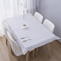 모던리빙 방수용 격자 식탁보, 화이트, 137 x 152 cm
