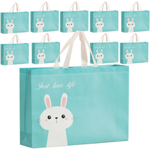 토끼 부직포 가방 대형 47 x 36 cm, 블루, 10개