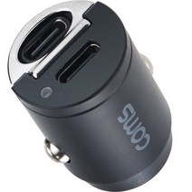 컴스마트 차량용 시거잭 PD USB-C 2p 듀얼 45W 초소형 충전기, BD887, 블랙