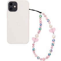 페이버드 하트 구슬 휴대폰 스트랩, 핑크, 1개