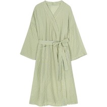 굿샵 고급 체크 브이넥 홈 롱 가운 XL, 그린, 1개