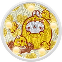 케이엠엘리 몰랑이와 동물친구들 무드등 보석십자수 DIY키트 병아리 몰랑이 원형 14.7 x 14.7 cm, 혼합색상