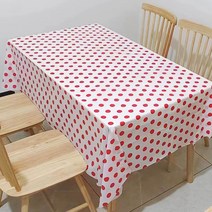 캐치 컬러풀 도트 파티 테이블보, 화이트 레드, 137 x 183 cm
