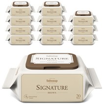 시그니처 브라운 휴대 물티슈 캡형, 12팩, 20매