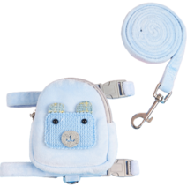 랜보어 강아지 스퀘어 애니멀 백팩 + 하네스 세트, 블루