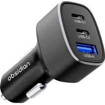 옵시디언 60W C타입 트리플 시거잭 차량용 핸드폰 초고속 USB충전기, CT-CC68ACC, 혼합색상