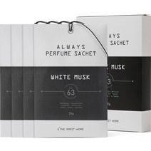 더스윗홈 올웨이즈 퍼퓸 사쉐 옷장 방향제 본품 화이트 머스크 4p, 20g, 1개
