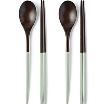 글라스락 셰프토프 옻칠 컬러 블랙 수저 2조 세트, 더스티 민트, 숟가락 2p + 젓가락 2쌍, 1세트