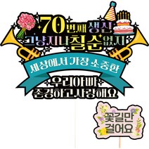 비비드레인 칠순 케이크토퍼 608 지나칠순없지 + 픽 세트, 아빠, 1세트