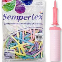 조이파티 셈퍼텍스 요술풍선 260S 파스텔메이트 혼합 100p + 손펌프 세트, 랜덤발송(풍선), 마카롱핑크(손펌프), 1세트