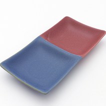 달소금 도자기 2칸 반찬 나눔접시, 1개, 단품, 레드 + 블루