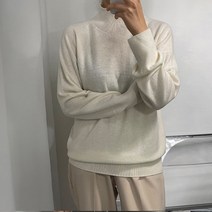뜨개진 여성용 램스울 루즈핏 홀가먼트 래글런 보나네 반폴라 니트
