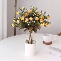 조화 인테리어 드라이 장미 실크플라워, 옐로우