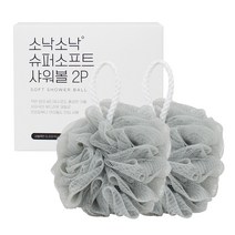 소낙소낙 슈퍼 소프트 샤워볼, 그레이, 2개입, 1개