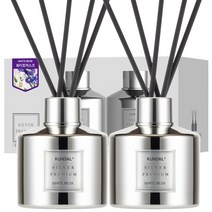 쿤달 퍼퓸 디퓨저 실버 에디션 200ml 2개 + 섬유스틱 10개, 화이트머스크향