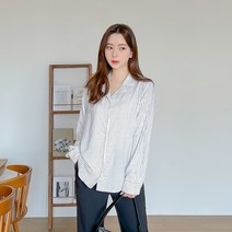 로미스토리 빅사이즈 스트라이프 모던 블라우스